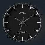 Minimalist Sydney Time Zone Newsroom Black Wall Clock<br><div class="desc">Personalise City or State names timezone office homes or corporate clocks with modern design. Grab one for your office at a different timezone.</div>