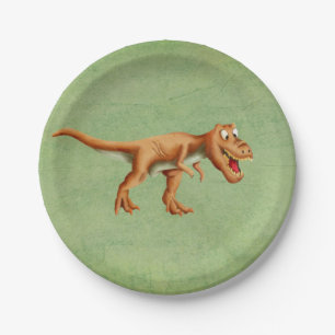 Minimalist T-Rex Kids Party Paper Plate