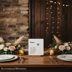 Minimalist Table Number & Integrated Guest List 