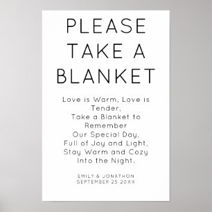 Minimalist Take a Blanket Wedding Sign