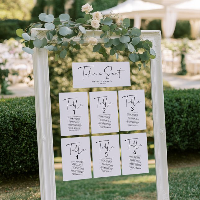 Minimalist Take A Seat Seating Chart Header Card (Modern Take A Seat Wedding Signs Header Card)