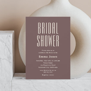 Minimalist Tall Sans Serif Beige Bridal Shower Invitation