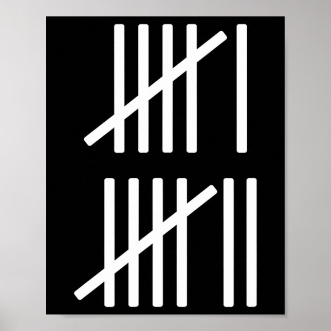 Minimalist Tally Marks Counting 67 Meme Slang 6 7  Poster (Front)