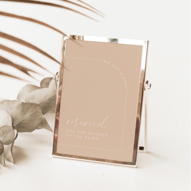 Minimalist Tan Arch Wedding Reserved Sign Card (Creator Uploaded)