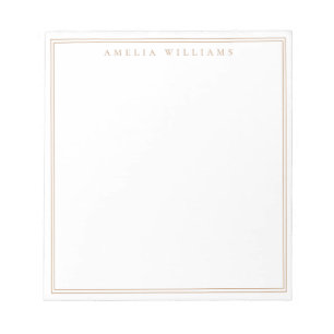 Minimalist Tan Monogram Two Border Notepad