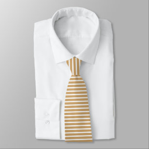 Minimalist Tan Stripe Pattern on White Back Tie