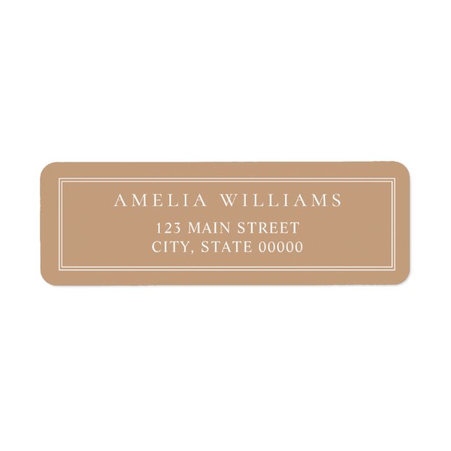 Minimalist Tan Two Border Return Address (Front)