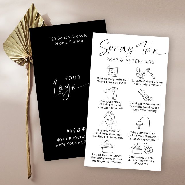 Minimalist Tanning Salon Aftercare Instructions Business Card (Creator Uploaded)