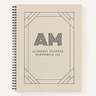Minimalist Taupe Beige Geometric Custom Monogram Notebook