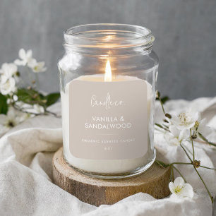 Minimalist Taupe Custom Candle Label