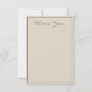 Minimalist Taupe Script Thank You Flat Card
