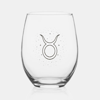 Minimalist Taurus Zodiac Stemless Wine Glass