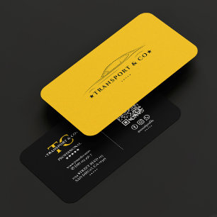 Minimalist Taxi Driver Yellow Black Car Transport Business Card