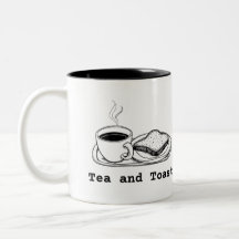 Minimalist Tea and Toast Hand Drawn Line Art