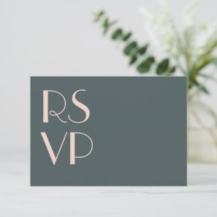 Minimalist Teal Art Deco Wedding RSVP QR Code  Card