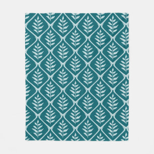 Minimalist Teal Botanical Fleece Blanket