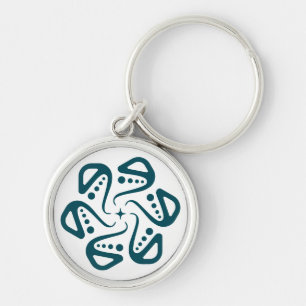 Minimalist Teal Octopus Tentacle Mandala Art Key Ring