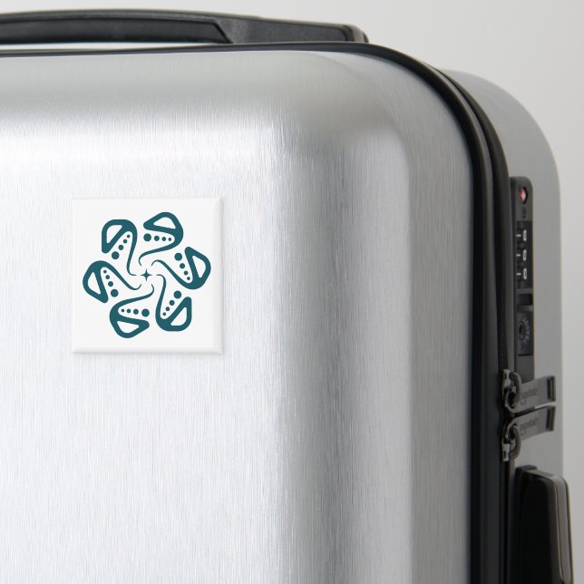Minimalist Teal Octopus Tentacle Mandala Art Magnet (In Situ (Luggage))