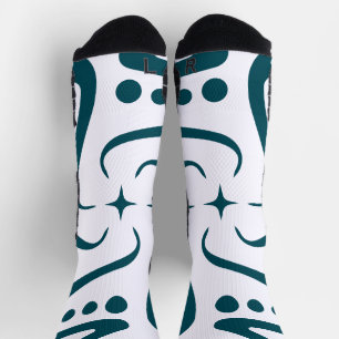 Minimalist Teal Octopus Tentacle Mandala Art Socks