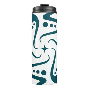 Minimalist Teal Octopus Tentacle Mandala Art Thermal Tumbler