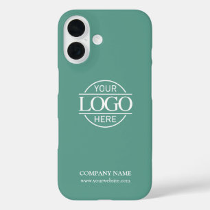 Minimalist Teal Promotional Company Business Logo iPhone 16 Case