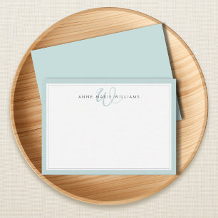 Minimalist Teal Two Border Monogram Card