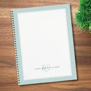 Minimalist Teal Two Border Monogram Notebook