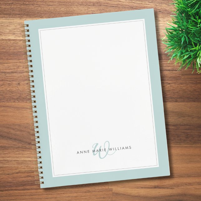 Minimalist Teal Two Border Monogram  Notebook (Creator Uploaded)