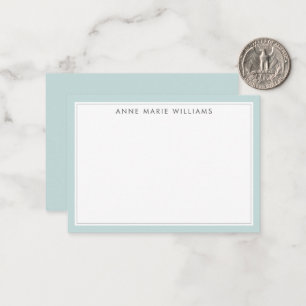 Minimalist Teal Two Border Name Note Card