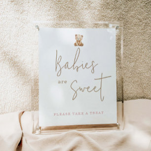 Minimalist Teddy Bear Baby Shower Babies Are Sweet Poster