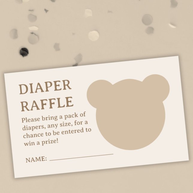 Minimalist Teddy Bear Baby Shower Diaper Raffle Enclosure Card (Creator Uploaded)