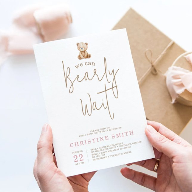Minimalist Teddy Bear Baby Shower Invitation (Creator Uploaded)