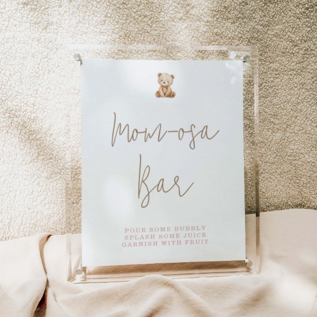 Minimalist Teddy Bear Baby Shower Momosa Bar Poster (Creator Uploaded)