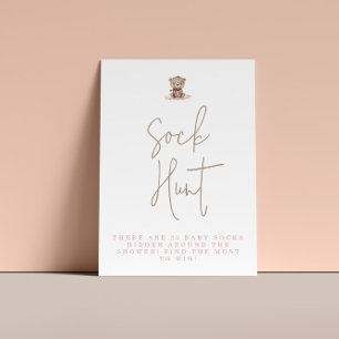 Minimalist Teddy Bear Baby Shower Sock Hunt Poster