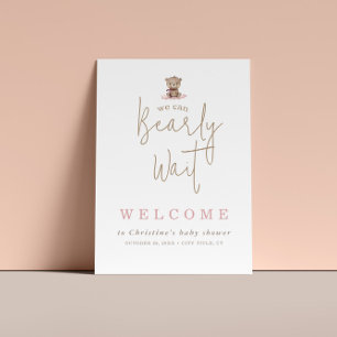 Minimalist Teddy Bear Baby Shower Welcome Poster