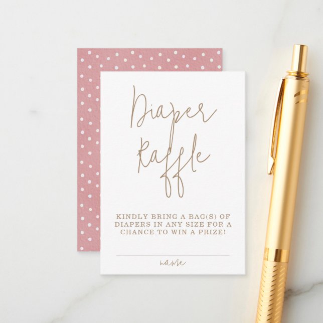 Minimalist Teddy Bear Diaper Raffle Baby Shower Enclosure Card (Front/Back In Situ)