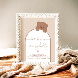 Minimalist Teddy Bear How Big is Mummy's Belly Poster