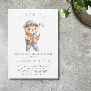 Minimalist Teddy Golf Lets Par-Tee Baby Shower  Invitation