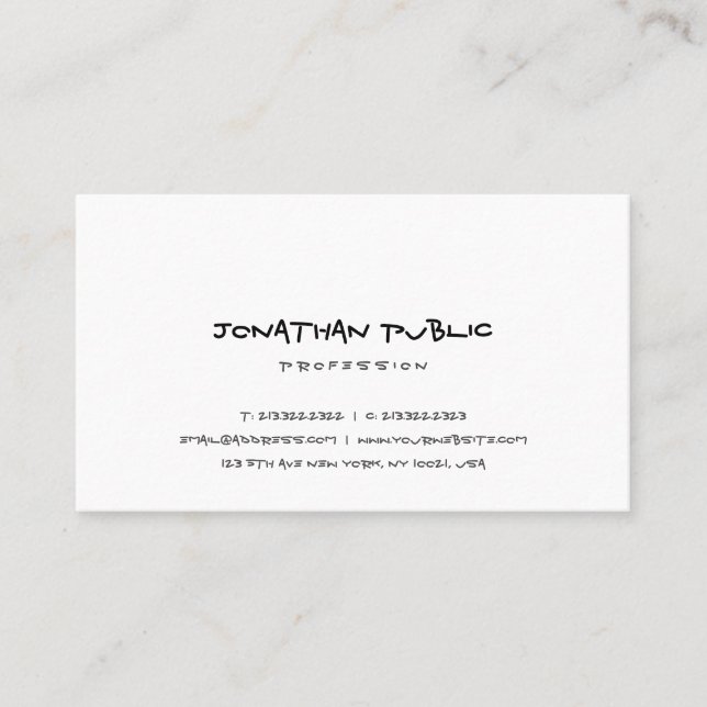 Minimalist Template Handwritten Script Creative Business Card (Front)