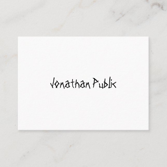 Minimalist Template Modern Cool Hand Script Business Card (Front)