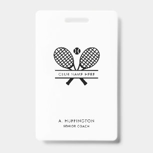 Minimalist Tennis Club Name Employee ID Custom Badge