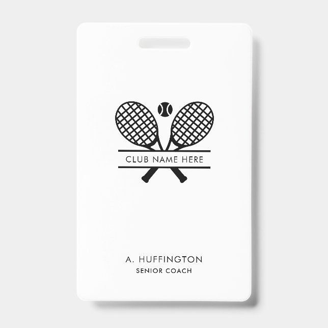 Minimalist Tennis Club Name Employee ID Custom Badge (Front)
