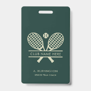 Minimalist Tennis Club Name Employee ID Custom Badge
