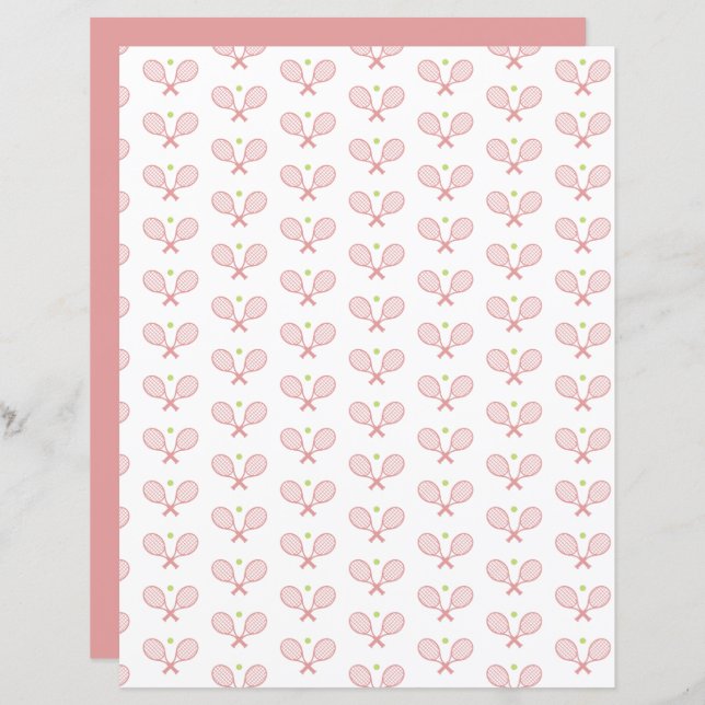 Minimalist Tennis Pattern Scrapbook Paper (Front/Back)