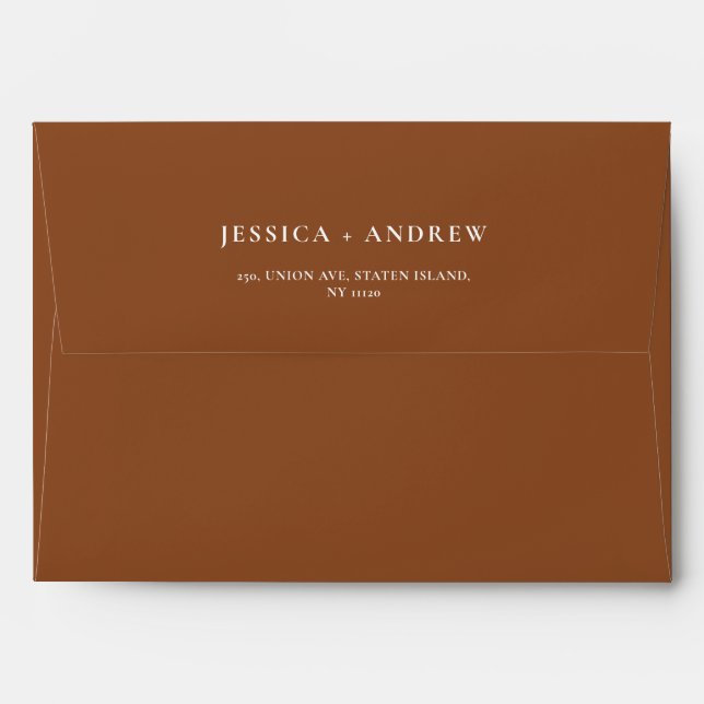 Minimalist Terra Cotta & White Simple Wedding Envelope (Back (Top Flap))