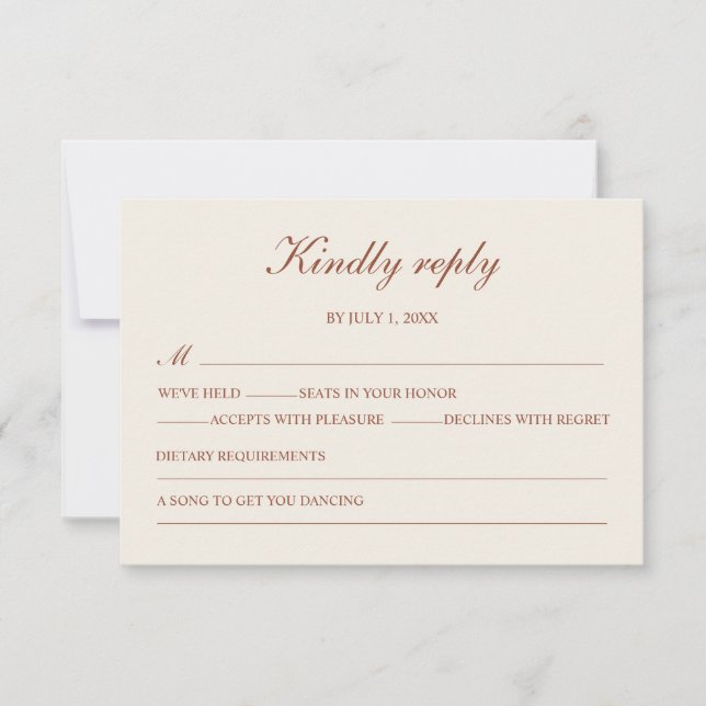  Minimalist Terraco Simple Elegant RSVP Card (Front)