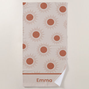 Minimalist Terracotta Abstract Boho sun custom  Beach Towel