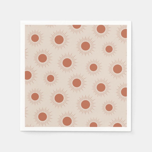 Minimalist Terracotta Abstract Boho sun pattern Napkin (Front)
