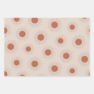 Minimalist Terracotta Abstract Boho sun pattern Wrapping Paper Sheet