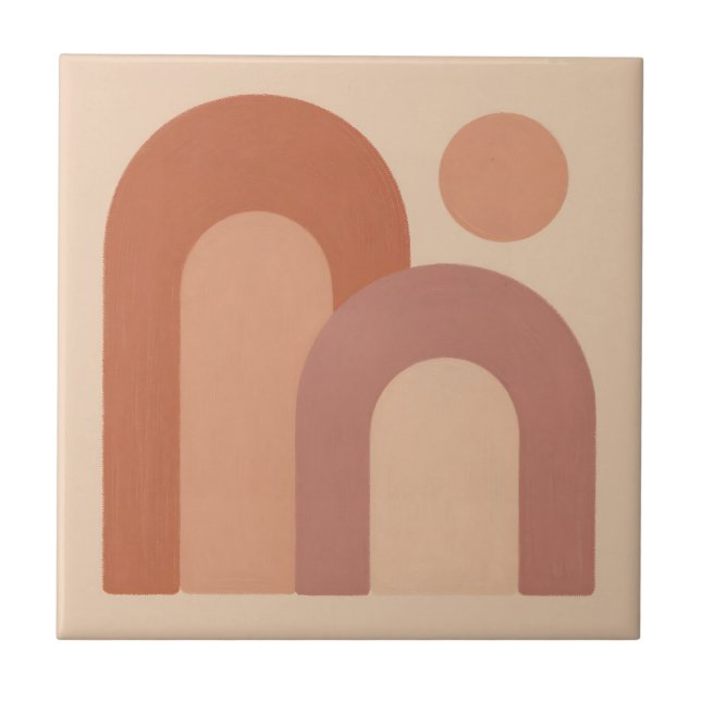 Minimalist Terracotta Arches Abstract  Tile (Front)